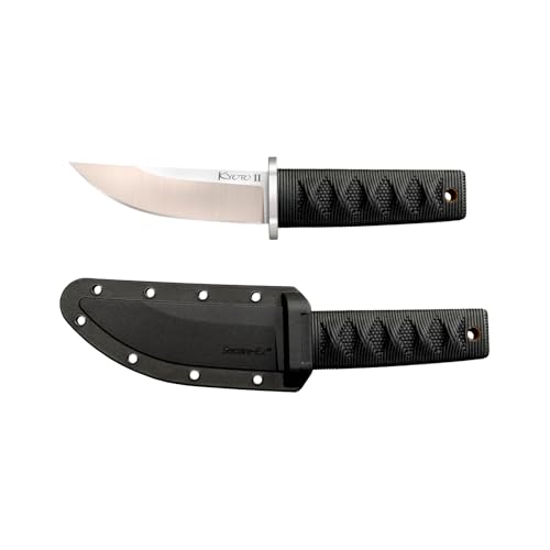 Image of Cold Steel Kyoto II 3-3 /8 inch Durable Compact 8Cr13MoV Stainless Steel Fixed Blade Drop Point Outdoor Hunting Utility Knife, 3 3 /8 inch Textured Kray-Ex Handle, Sheath Included