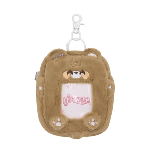 Cute Plush Photocard Holder with Keychain 3D Lovely Cartoon Photo Sleeve ID Credit Card Holder Protector