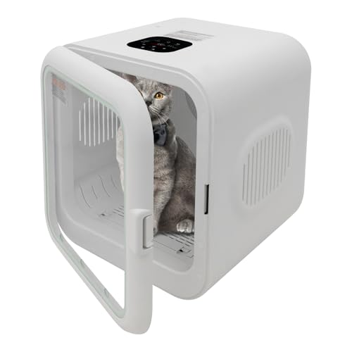 Haustiertrockner Haustier Trockner für Katzen und Hunde Trocknungsmaschine 800W einstellbare Temperatur 22-45°C Geräuscharm 35dB für Haustierpflege zu Hause Tierpflege Trockner