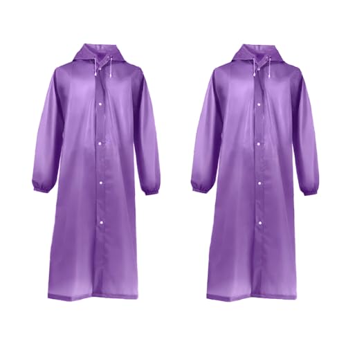 2 Pièces Poncho Pluie, Poncho de Pluie Imperméable, Cape Pluie avec Capuche, pour Randonnée, Camping, Voyage, Cyclisme (Violet)
