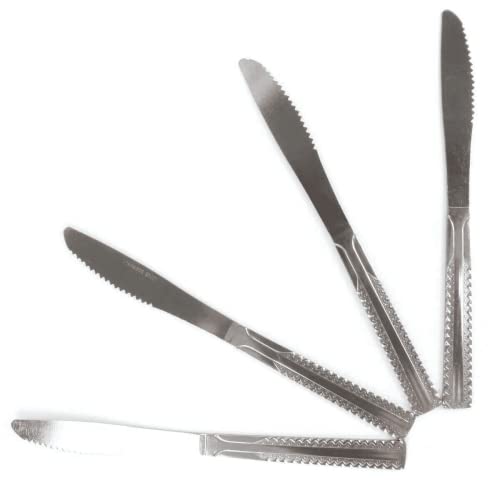 Buystarget 4x Stainless Steel Knives Set Cutlery Utensils Serrated Dining Table Knife UK