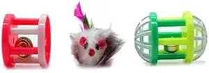 The Pets Company Mouse & Bell Ball Toys for Cats, Interactive Kitten Toys, Pack of 3