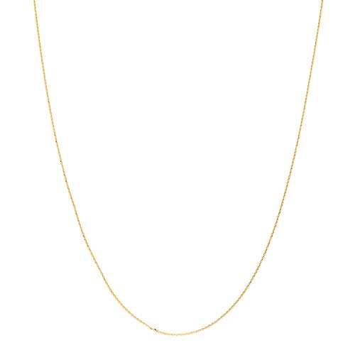 14k REAL Yellow Gold Solid 1mm Singapore Chain Necklace with Spring Ring Clasp - 16"3