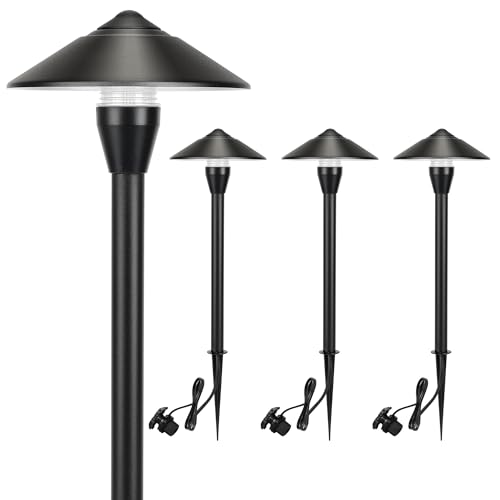 LUTEC 12V Low Voltage Pathway Lights Die-cast Aluminum Pathway Lights with ConnectorsIP65 Waterproof Outdoor Landscape Lighting 3W 240LM Warm White 3000K for Path Yard Garden 4 Pack