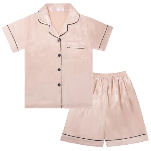 Risipu Seiden-Pyjama-Set für Kinder, Unisex, kurzärmelig, für...