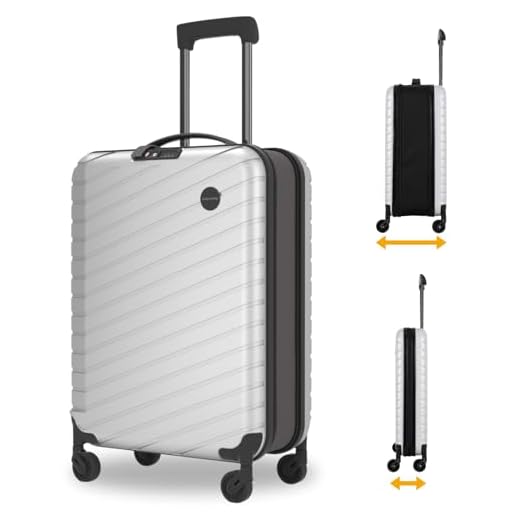 COLLAPSI Maleta de Viaje 20" Carry On Expandible, Equipaje de Mano 10 Kg con seguridad TSA Lock, Color Plata, Luggage.