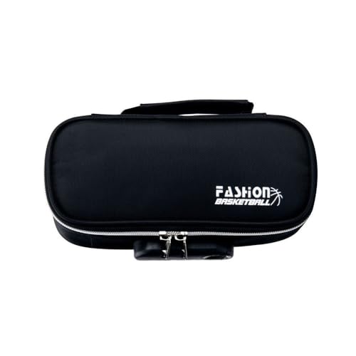 YETONADO Federmäppchen mit großem Fassungsvermögen, mit Passwortschloss, einfarbig, langlebig, Stiftebox, tragbarer Stifthalter, Schulstatio, Schwarz, einfarbig, Einheitsgröße