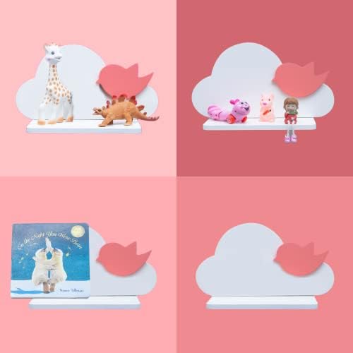 Mi Siacitas Floating Nursery Wall Shelves | Children's Room Decor - CLOUD & BIRD themed | Sustainable & Cute Designs made with Premium Wood for your Kids Adobe