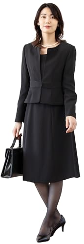 [アッドルージュ] ブラックフォーマル レディース 喪服 礼服 洗える ノーカラージャケット 前開きワンピース【t5252A】 7号 レギュラー丈 1枚目