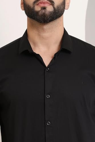Image of FILO HEVIS Men's Solid Regular Fit Cotton Casual Shirt with Spread Collar & Full Sleeves.