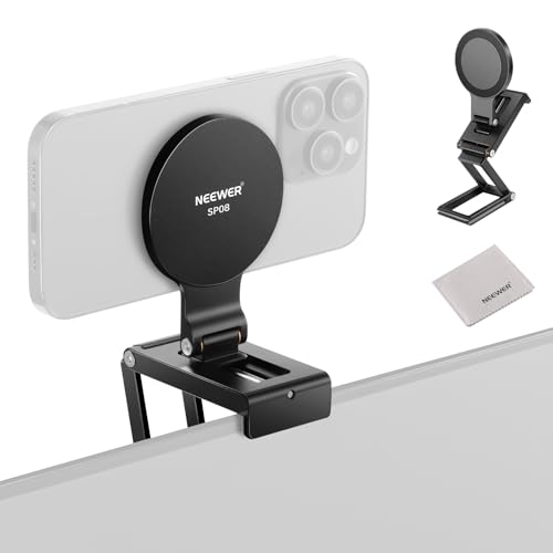 NEEWER Soporte Magnético Continuidad Cámara para Monitor Escritorio, Base Arca Triple Soporte Plegable Webcam Movil Escritorio, Compatible con MagSafe iPhone iMac Apple TV 4K Mac Laptop Samsung, SP08