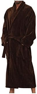 Maghso Long Egyptian Cotton Bathrobe with Collar, Brown