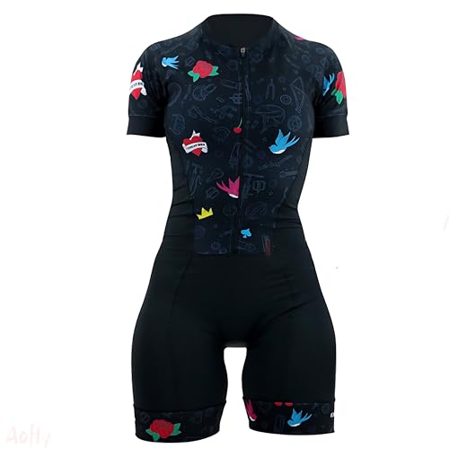 Combinaison de cyclisme manches courtes maillot triathlon avec coussinet gel femme