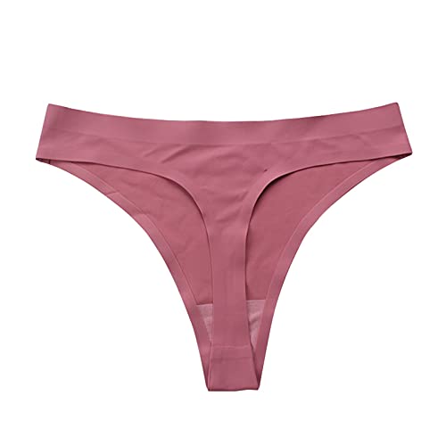 HHoo88 Women's String Bikini Panties Seamless Underwear No Show Panties Low Rise Breathable Stretch Panties Hipster Panty Hot Pink