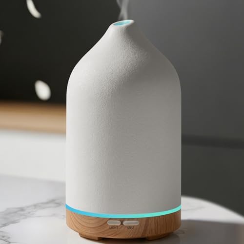 URPOWER 120ML Ceramic Essential Oil Diffuser Ultrasonic Aromather...