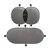 Nuby Universal Fit Pop Open Car Window Shade Set- Black, 3 Pack