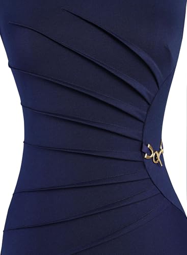 Image of VFSHOW Womens Work Office Business Casual Sleeveless Ruched Elegant Professional Church Cocktail Party Pencil Sheath Dress