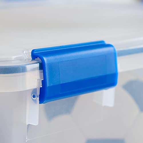IRIS USA WeatherPro 74 Qt Storage Bins with Lids, 3 Pack, BPA-Free Plastic Gasket Box with Tight Latch and Seal, Stackable Nestable Tote Tub - Clear/Blue by IRIS USA - Image 5
