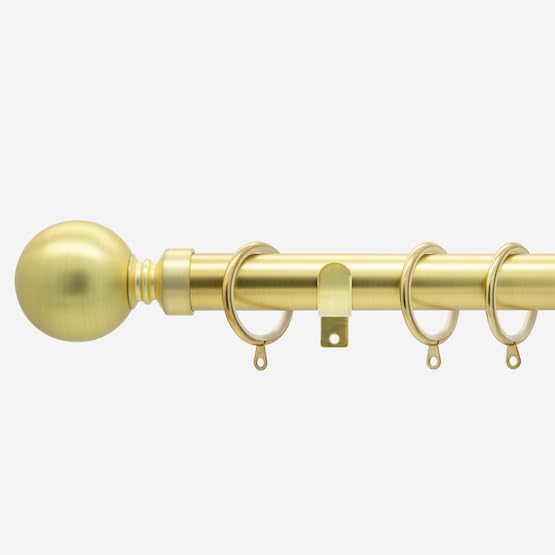 Brushed Gold 28mm Ball Fixed Length Metal Curtain Pole
