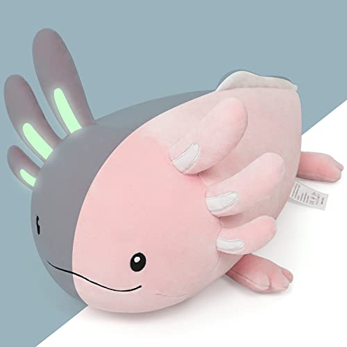 Image of Niuniu Daddy Pink Axolotl Weighted Stuffed Animals, Plush Pillow for Kids | 20 in 1.9 lbs, Heavy sensory lap pad, lying body pillow for sleeping, machine wash, huggable gift, cute plushies