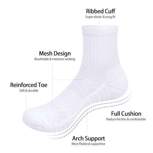 Womens Cushioned Ankle Socks Gym Golf Tennis Running Athletic Socks Breathable Cotton Quarter Crew Socks for Women2