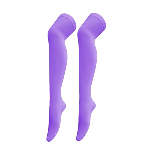 Image of Women's Opaque Stretchy Nylon Over Knee Thigh High Stockings Costume Socks