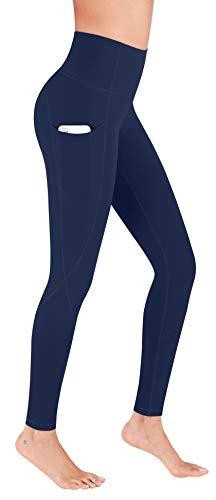 FUNANI High Waist Yoga Pants, Yoga Pants with Pockets for Women Tummy Control 4 Ways Stretch Leggings Navy Blue