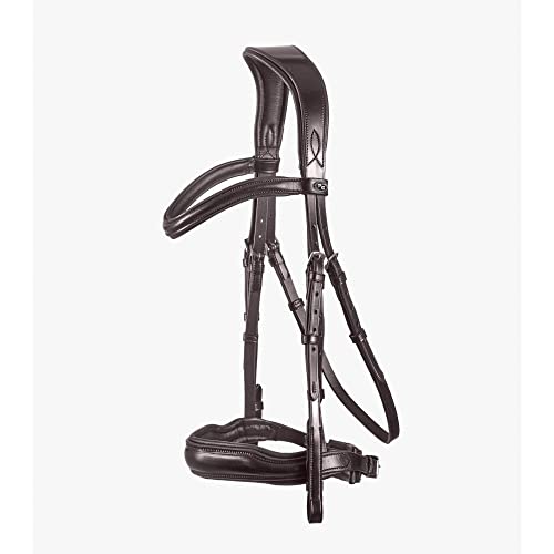 Bridon équitation anatomique Verdura Premier Equine en cuir noir et marron pour cheval