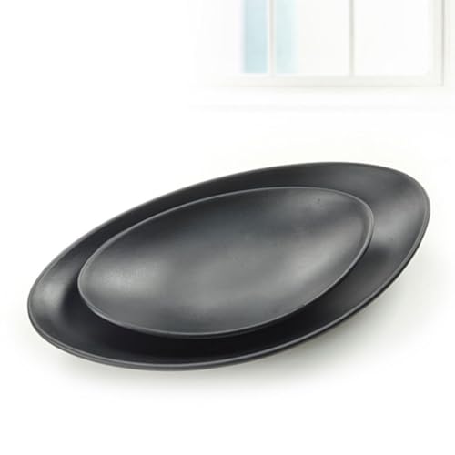 Juego de 2 platos ovalados para sushi negros mate miniatura 6
