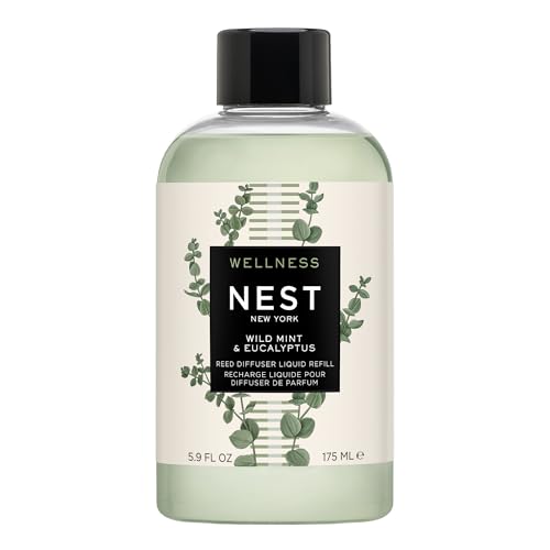 NEST New York Reed Diffuser Liquid Refill, Wild Mint & Eucalyptus - 5.9 fl oz - Fragrance for Up to 90 Days - Flame Free