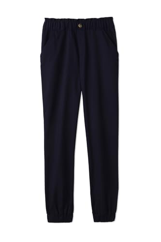 French Toast Girls' Stretch Twill Jogger with Paper Bag Waist, Navy, 6X
