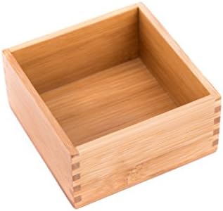 Sansnow Bamboo Organizer Storage Boxes for Tabletop Bathroom Dresser Organizer, Bamboo 4"*4"