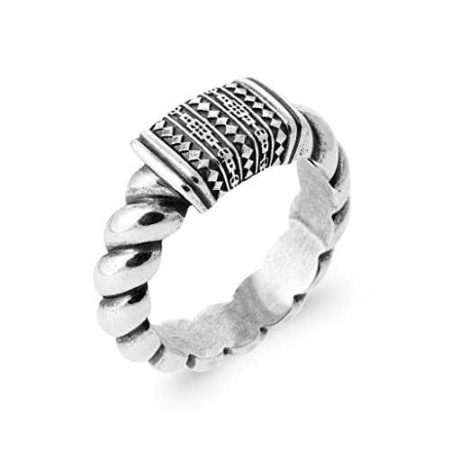 Bague homme en argent résistant 925 anneau tressé anti-ternissement fini vieilli