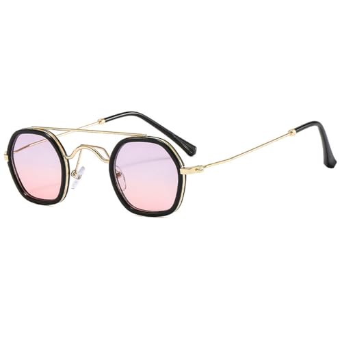 Gafas de Sol poligonales de Doble Haz Retro para Mujer, Lentes con gradiente de océano Transparente, Gafas de Sol Punk UV400 para Hombre