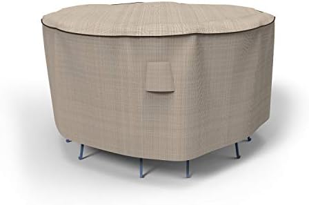 EmpirePatio Tan Tweed Patio Bar Table and Chairs Cover, 80" Diameter x 42" Drop