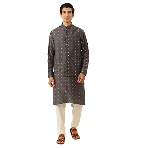 Image of SOJANYA (Since 1958 Men's Pure Cotton Sequined Embroidred Kurta - Perfect for Festivals & Functions
