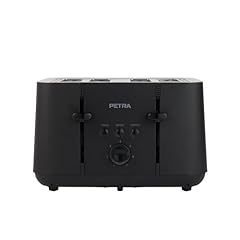 Petra PT5565MBLKVDE - Tostapane a 4 slot per tostapane autocentranti per il pane, funzione anti-polvere, 7 livelli, scongelamento/reintegrazione/annullamento, cassetto briciole, 1850 W, colore: Nero