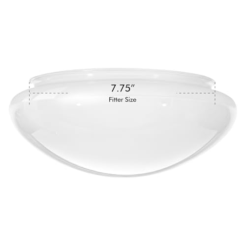 KOR Mushroom Glass Shade Replacement for Ceiling Light Fixtures, 8 Inch Fitter Glass Light Shade, White Interior, Smooth Curved Edge, Durable Glass Cover