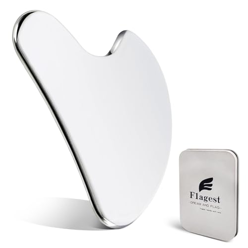 Flagest Stainless Steel Gua Sha Facial Tools - Face Massage Tools - Smooth Sturdy Metal Guasha Tool for Face Body Reduce Puffiness - Massage Scraper Heart Shape Item(Silver)