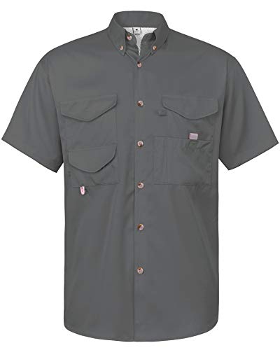 Image of Alimens & Gentle Short Sleeve Fishing Shirt Wicking Fabric Sun Protection Casual Button Down Shirts