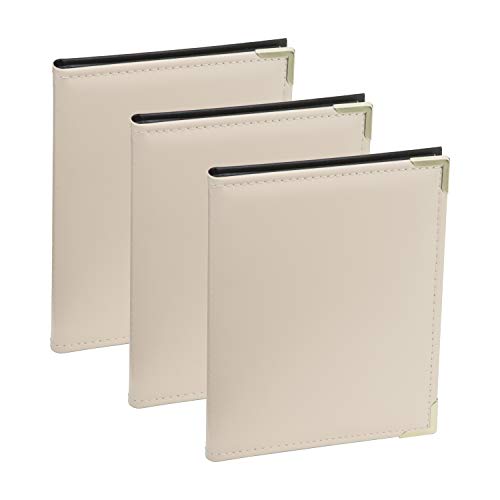 Kenro Ivory Leather Look Photo Album (Pack of 3) - 7.5x5, Holds 36 Photos, Gilt Corners & Protective Cover, Carlton Series