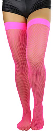 Image of ToBeInStyle Women's Sexy Nylon Versatile Fine Fishnet Thigh High Stockings w /Opaque Band