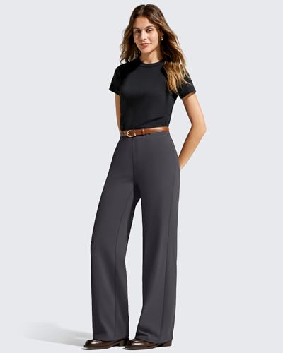 Image of G4Free EverGoing Women's Wide Leg Dress Pants Pull On Stretchy High Waisted Casual Trousers with Pockets