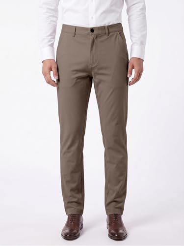 Image of Mehrang Men's Slim Fit Casual Mid Rise, Cotton Blend Trousers, Side Pockets || Classic Slim Fit Chino Pants || Business Casual Dress Trousers