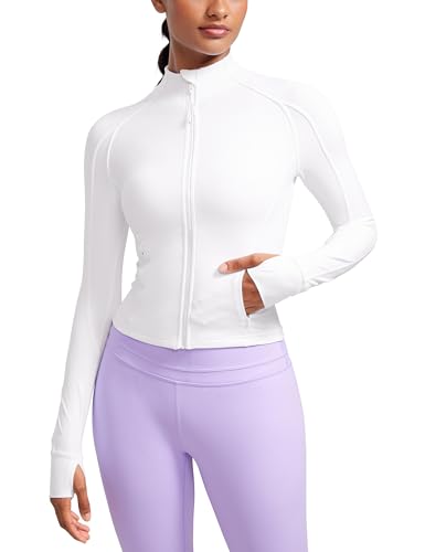 CRZ YOGA Giacca da allenamento con zip corta da donna Bianco 48