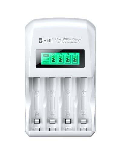 EBL LCD Battery Charger Smart Individual 907 AA AAA Rechargeable Battery Charger for Ni-MH Ni-CD...