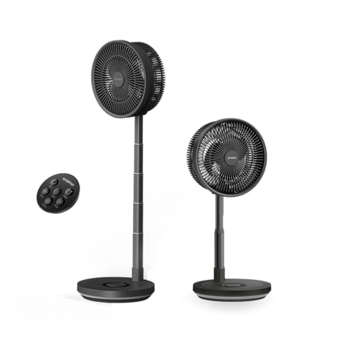 Oraimo Pedestal Fans Portable with Remote 2-in-1, 22H Runtime, 7 Speeds, 120°+ 180° Oscillating, Night Light, Digital Display, 4000mAh Battery Operated 20W Table Fan Standing for Outdoor or Blackouts