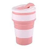 RAYPOW Taza Plegable de Silicona 350 ml, Perfecto para Viaje (Rosa)