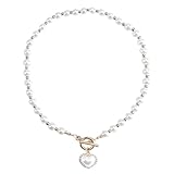 Perlenkette Damen Weiße Perlen, Damen Saturn Halskette, Faux Perlenkette,Schöner Schmuck, Geschenke für Mutter, Frau, Freundin Geburtstag mit Geschenkbox
