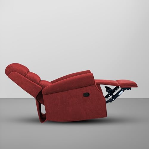 Image of Comfy Fabric 1 Seater Recliner Sofa, Premium Upholstery with Soft Padding & Comfortable Cushions, Manual Recliner Chair for Home & Living Room | Maroon